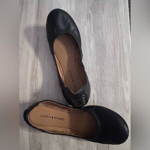 Lucky Brand Black Leather Women's Ballet Flats